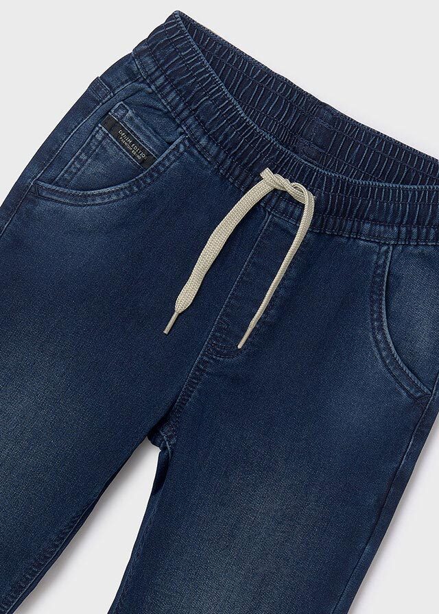 Spodnie jeans soft jogger - kolor Ciemny