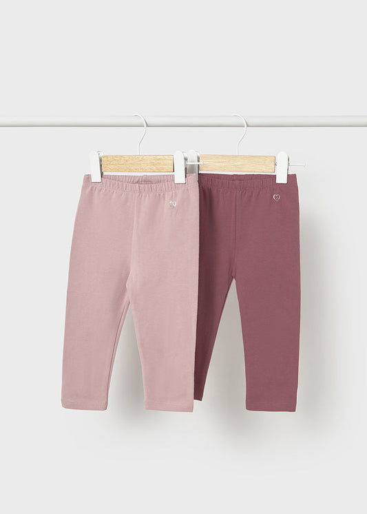 Komplet 2 x leginsy basic - Różowy