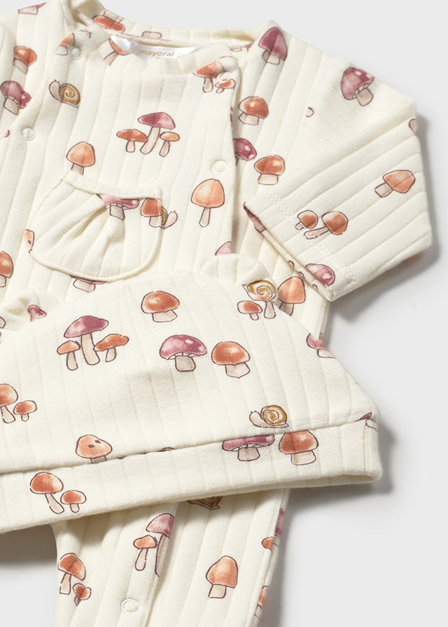 Zestaw pajacyk z czapeczką - Wanilia