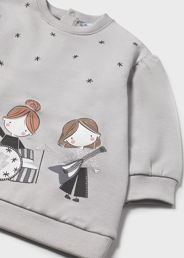 Dzianinowa sukienka grafika - Perłowy