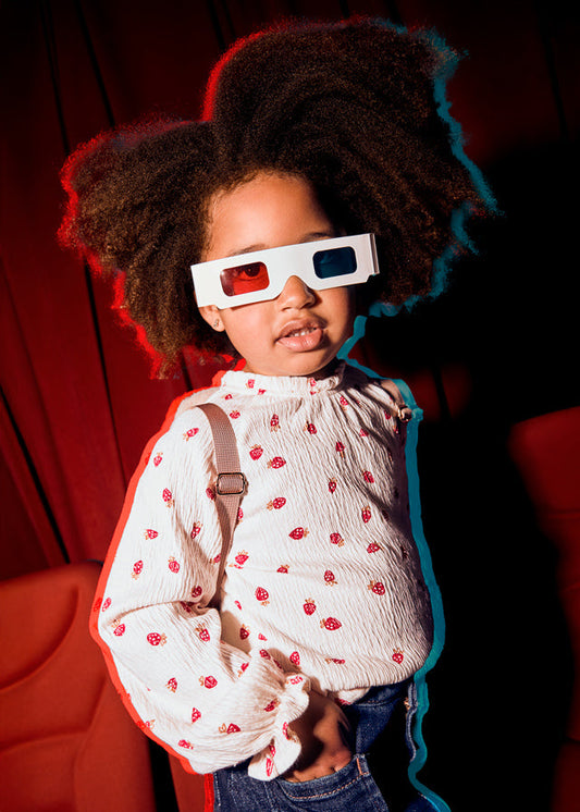 Koszulka długi rękaw szyfon - Mix-red