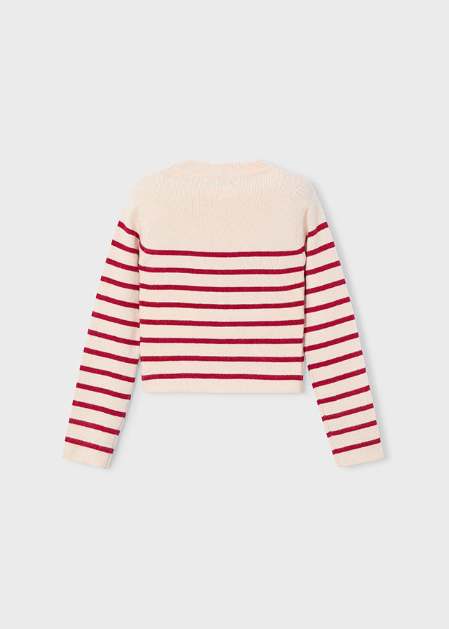 Top trykotowy w paski - Almond