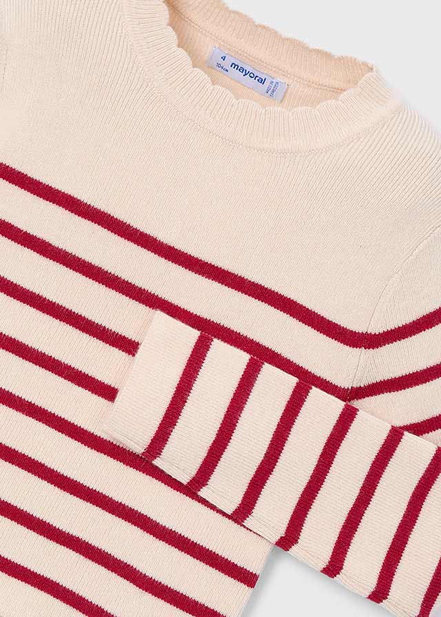 Top trykotowy w paski - Almond