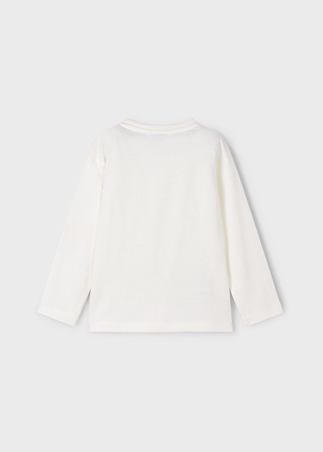 Koszulka długi rękaw z nadrukiem HD - Śmietanka