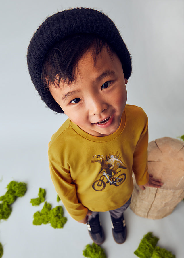 Koszulka długi rękaw "dino" - Musztarda