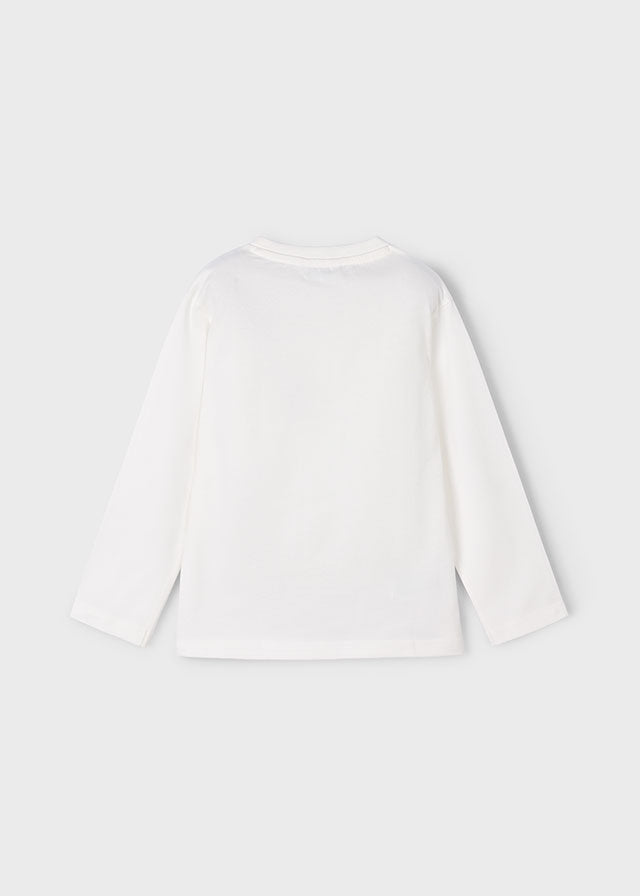 Koszulka długi rękaw embossed - Śmietanka