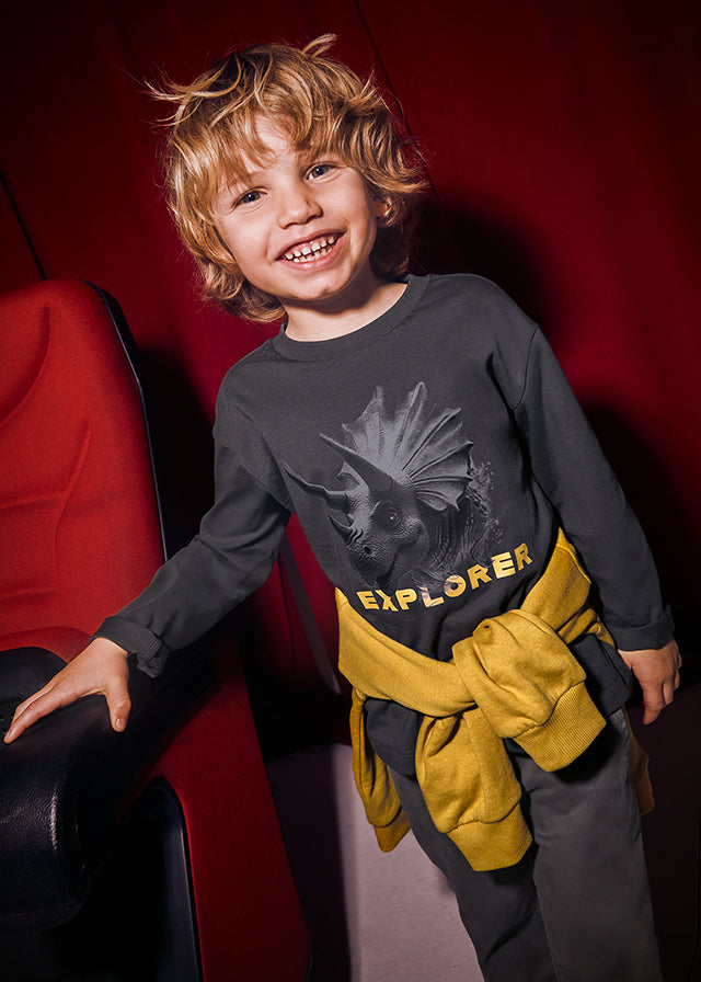 Koszulka długi rękaw "explorer" - Szaro-fiol