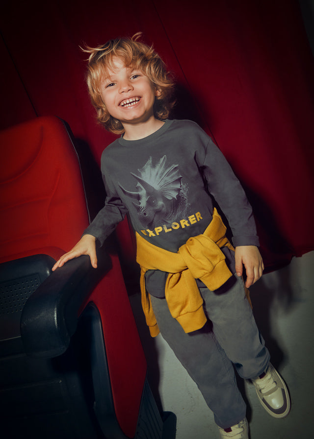 Koszulka długi rękaw "explorer" - Szaro-fiol