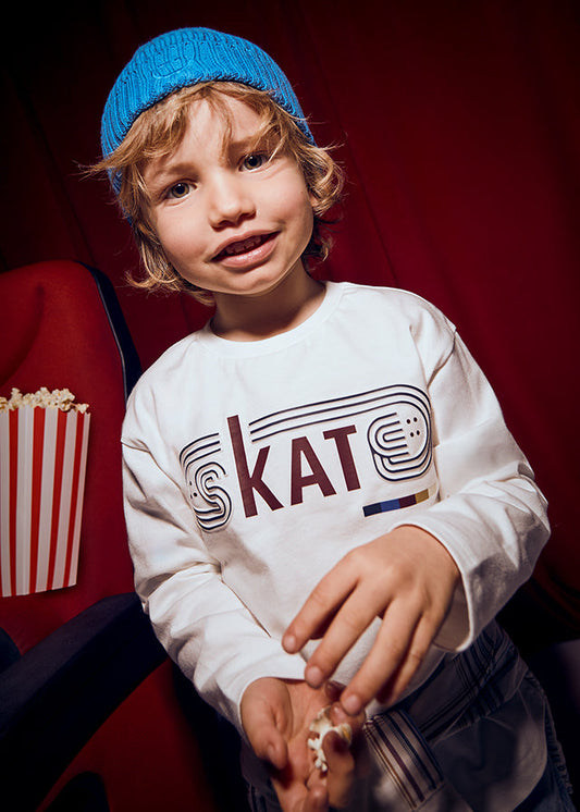 Koszulka długi rękaw skate - Śmietanka