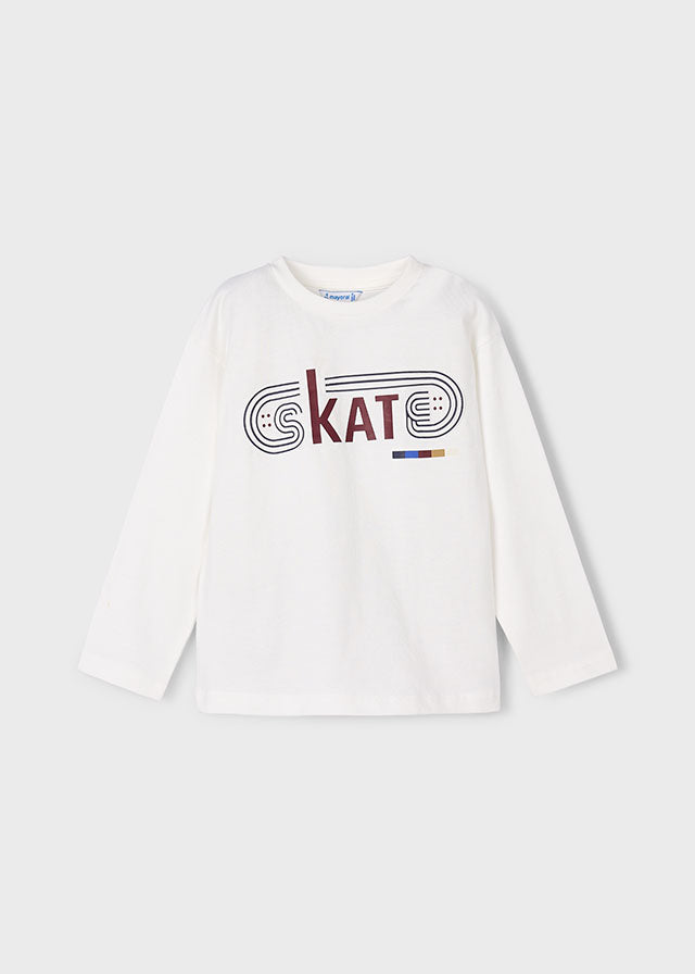Koszulka długi rękaw skate - Śmietanka