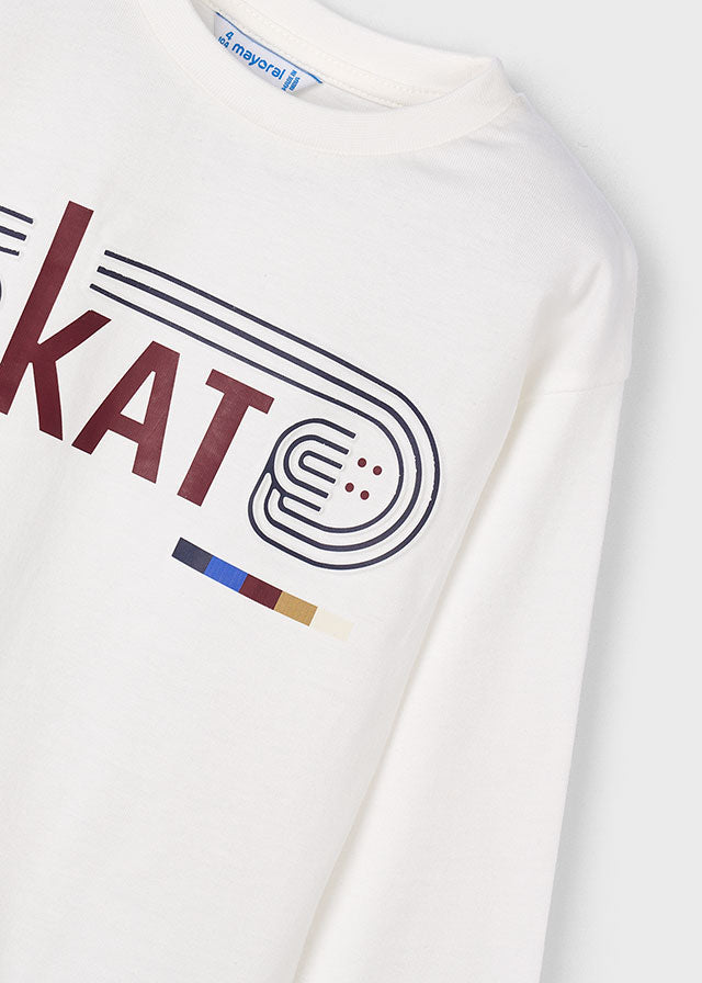 Koszulka długi rękaw skate - Śmietanka