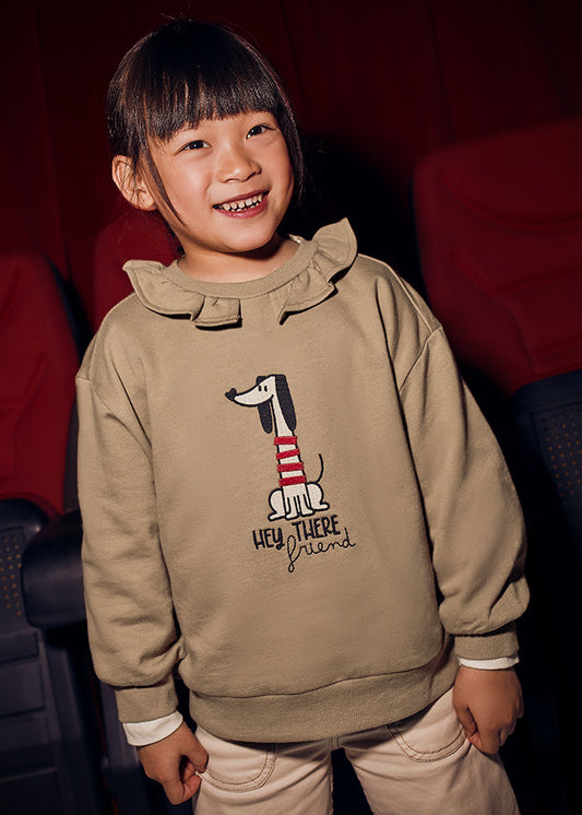 Bluza z falbanką przy szyi - Camel