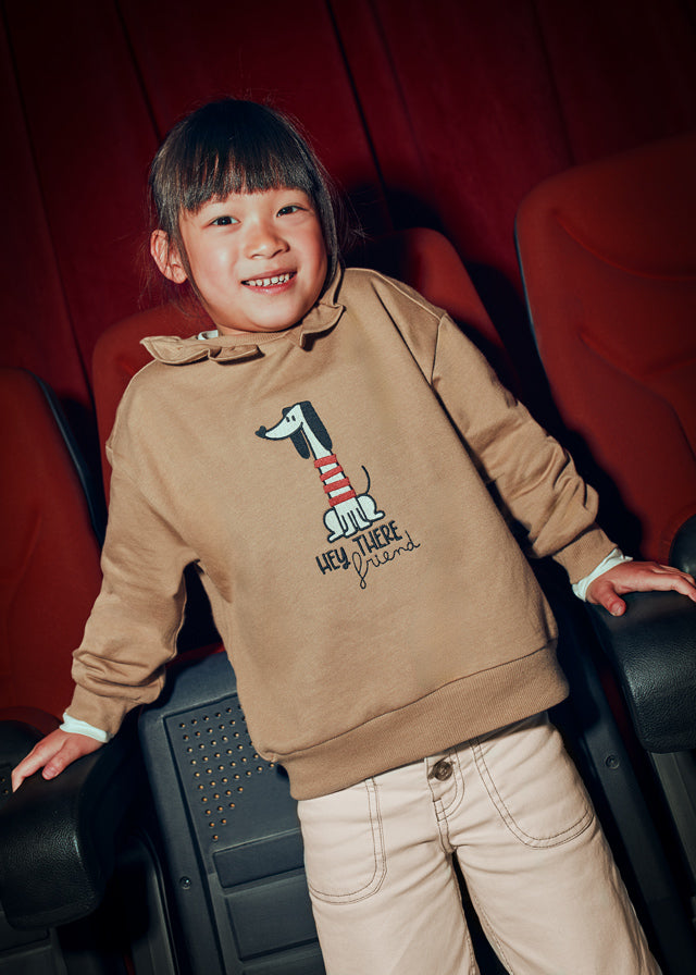 Bluza z falbanką przy szyi - Camel