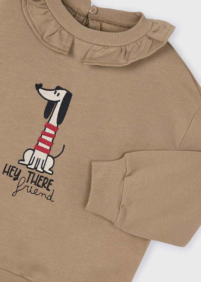 Bluza z falbanką przy szyi - Camel