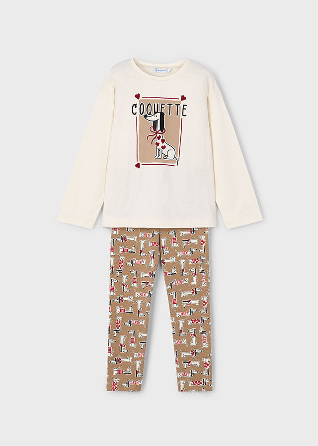 Komplet leginsy we wzory - Camel-red