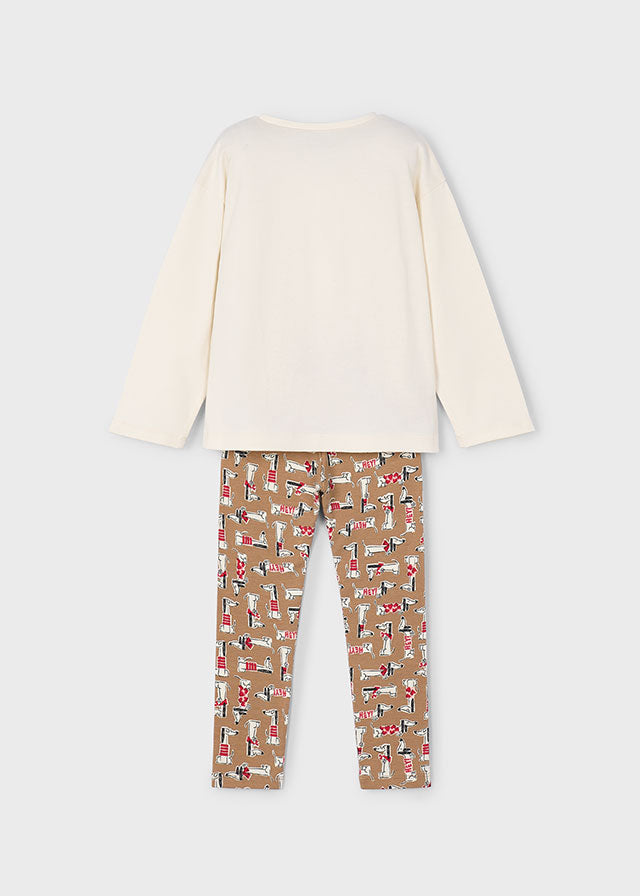 Komplet leginsy we wzory - Camel-red