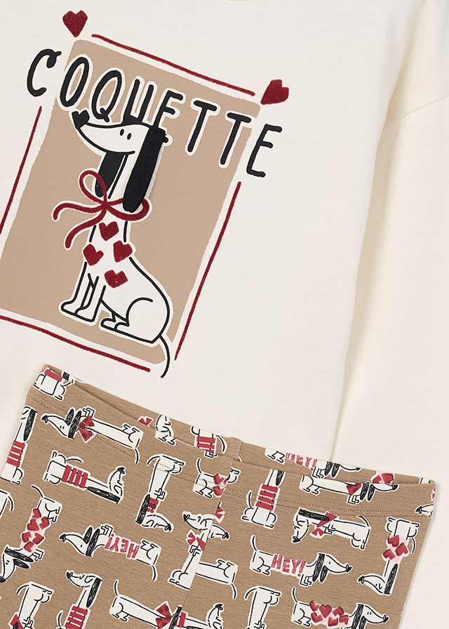 Komplet leginsy we wzory - Camel-red