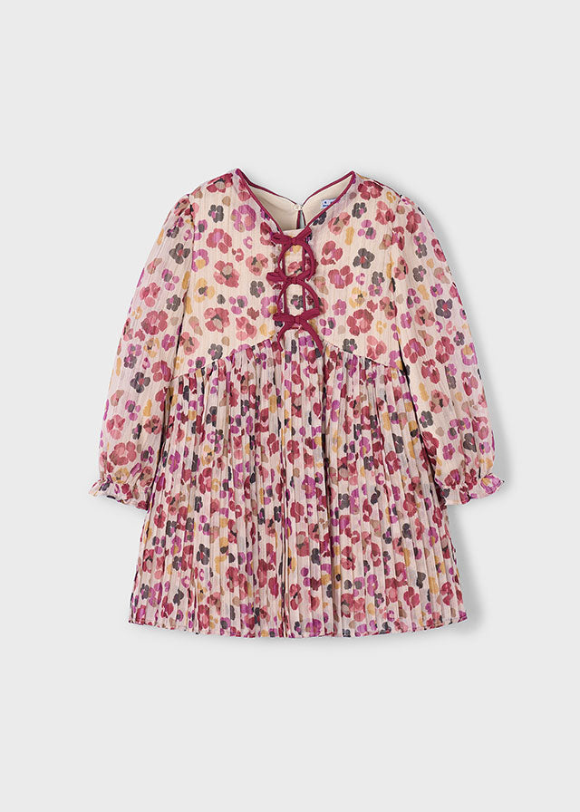 Sukienka plisowana wzory - Wiśniowy