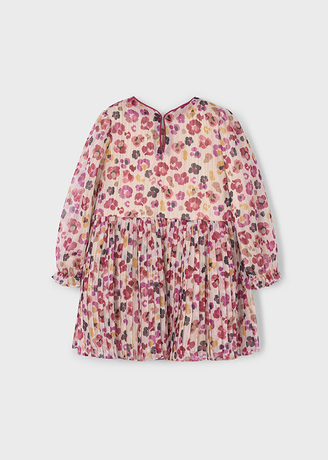 Sukienka plisowana wzory - Wiśniowy