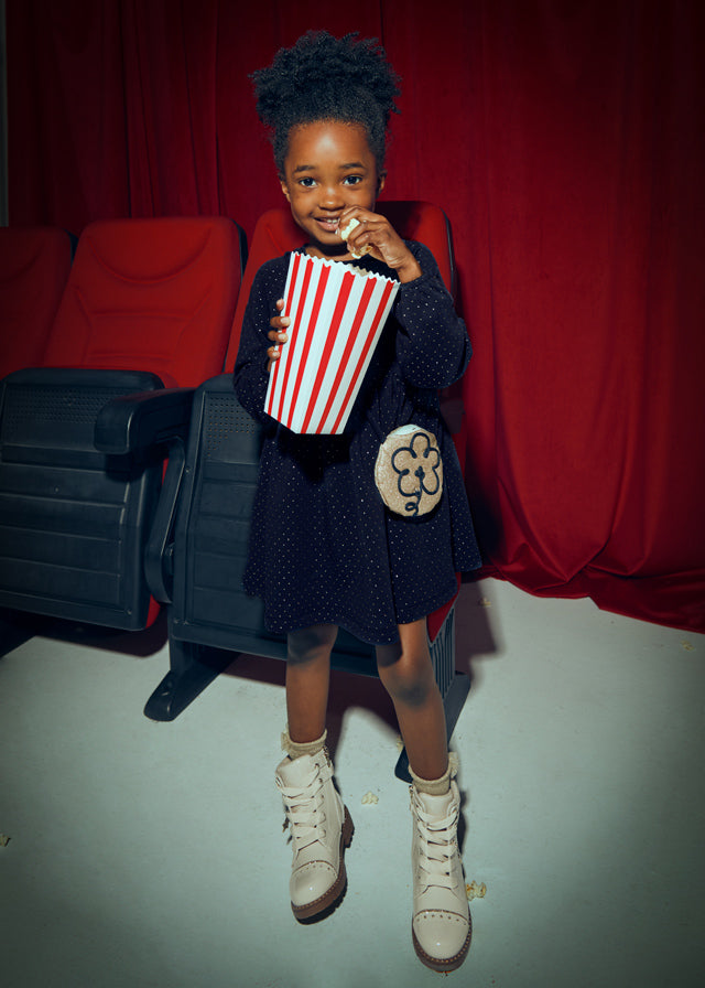 Dresowa sukienka z torebką - Granatowy