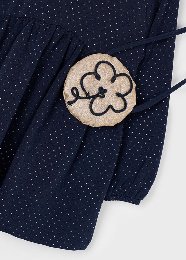 Dresowa sukienka z torebką - Granatowy