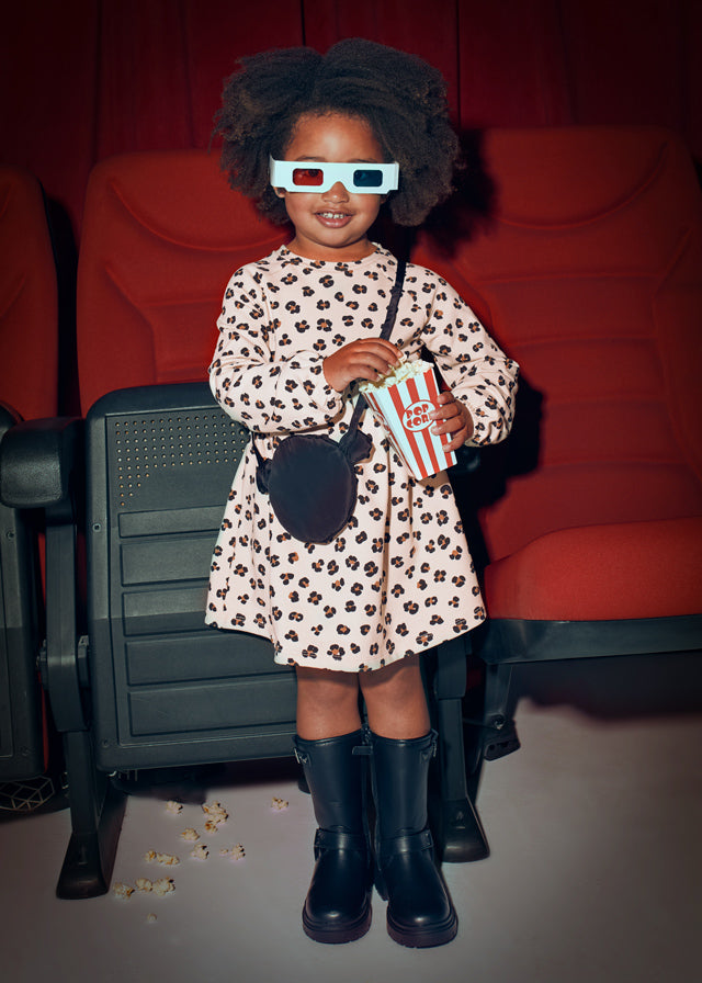 Dresowa sukienka z torebką - Sand