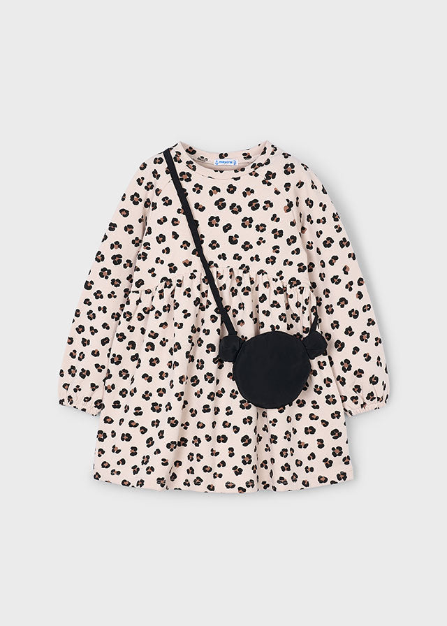 Dresowa sukienka z torebką - Sand