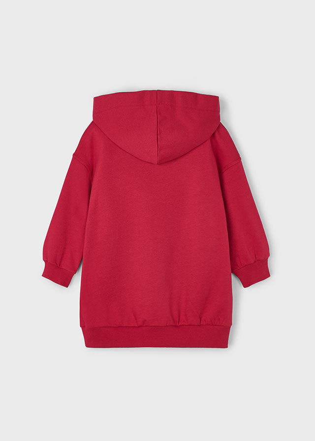 Sukienka dzianina kaptur - Czerwony