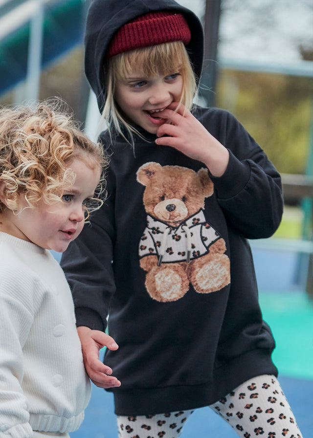 Sukienka dzianina kaptur - Black