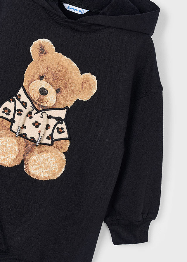 Sukienka dzianina kaptur - Black