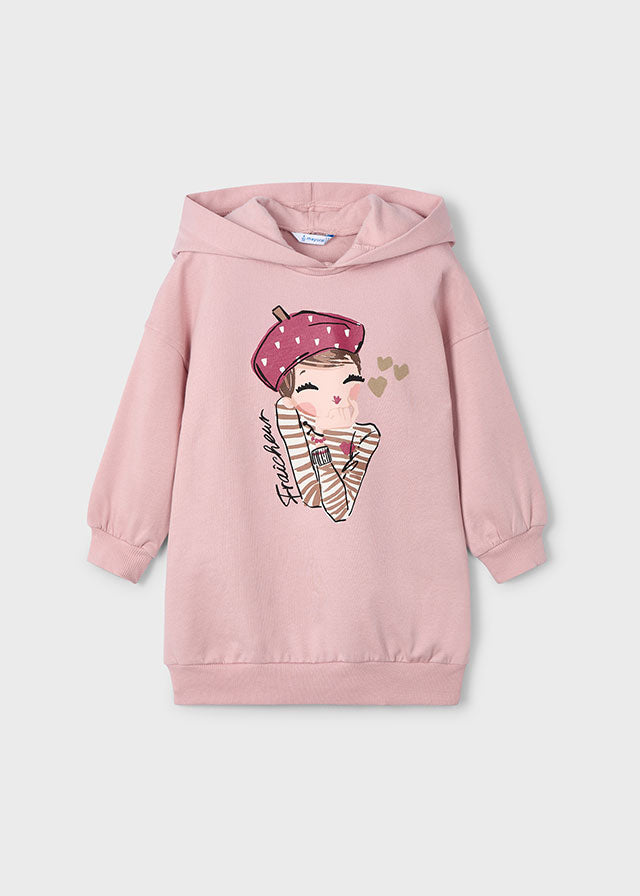 Sukienka dzianina kaptur - Nude