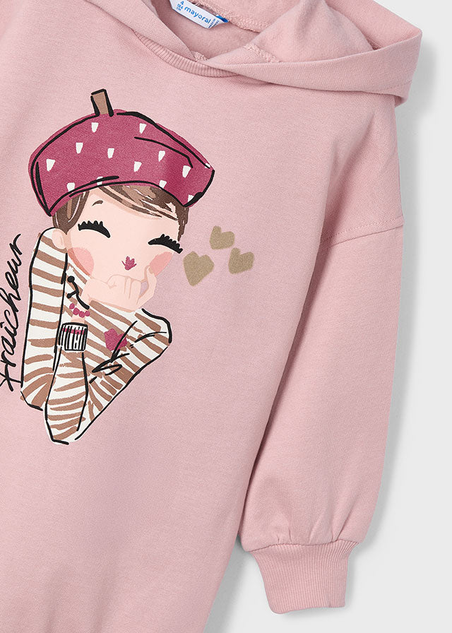 Sukienka dzianina kaptur - Nude