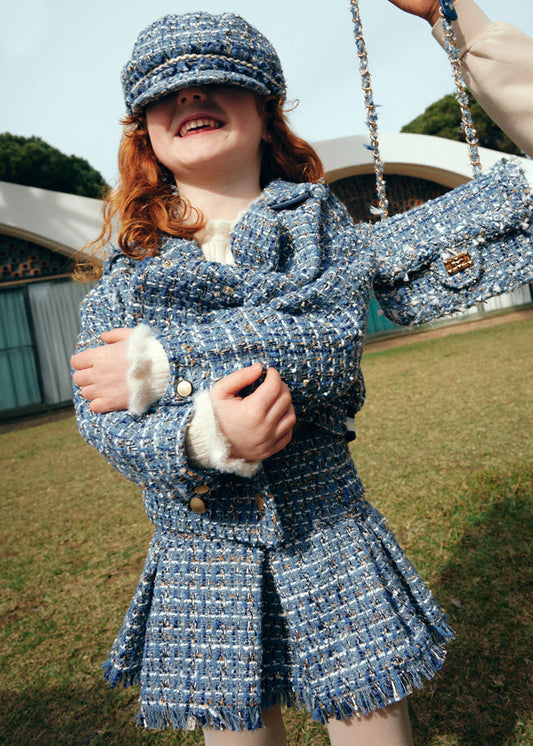 Spódnica tweed - Błękitny