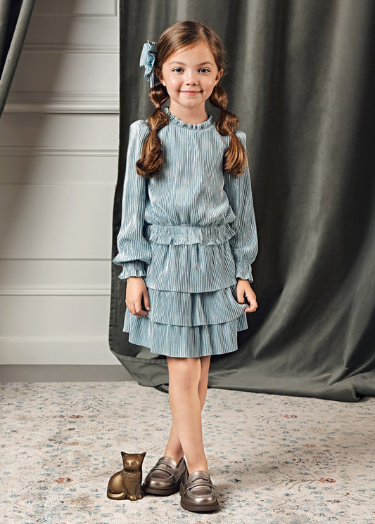 Komplet ze spódnicą plisy - Aqua