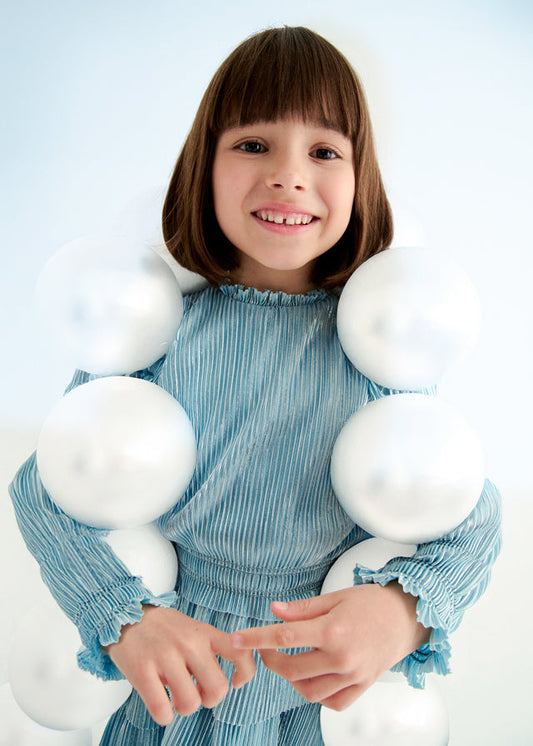 Komplet ze spódnicą plisy - Aqua