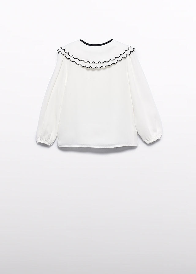 Bluzka z haftem - Kremowy