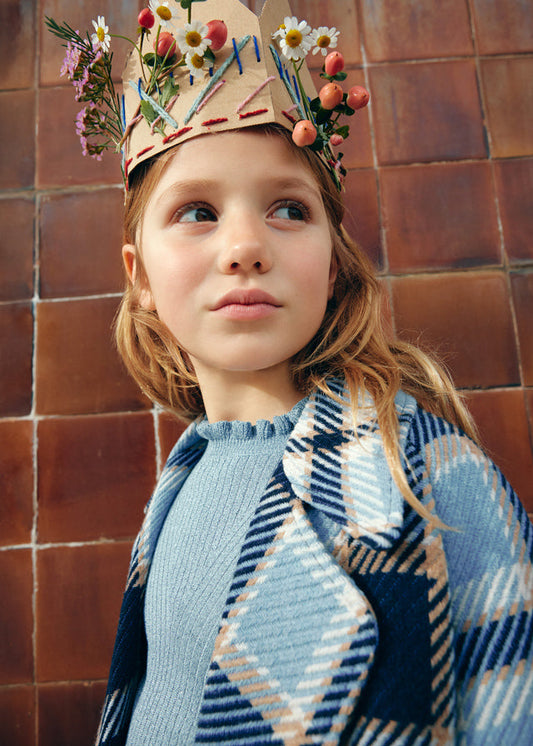 Płaszcz w kratę - Błękitny