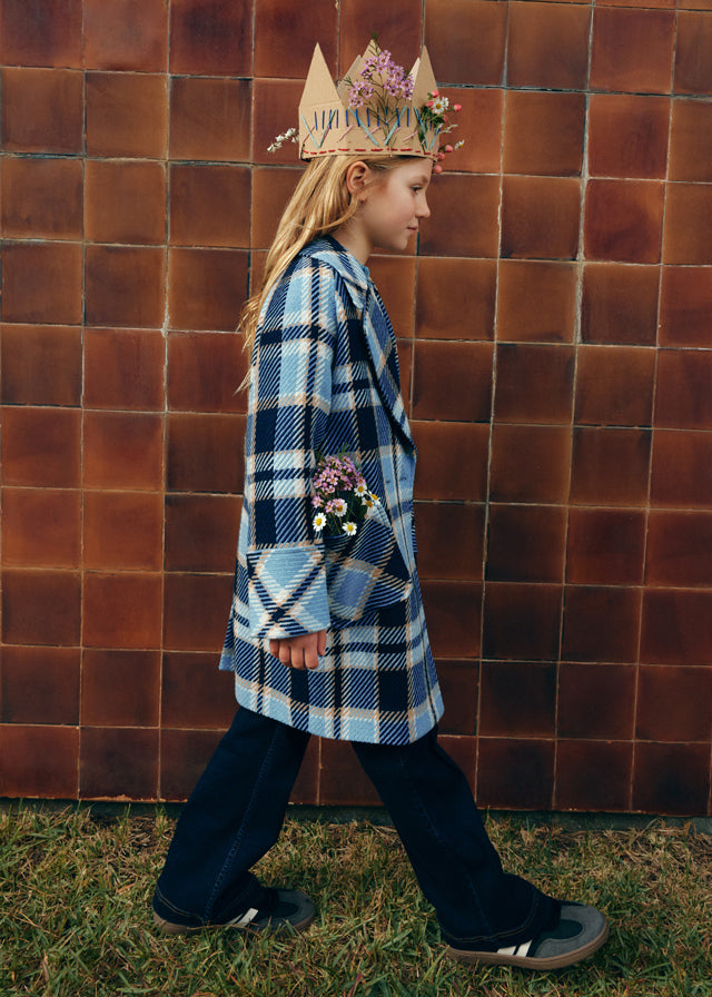 Płaszcz w kratę - Błękitny