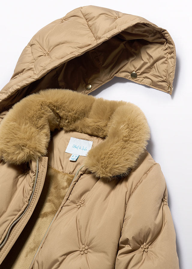 Kurtka pikowana z haftem - Camel