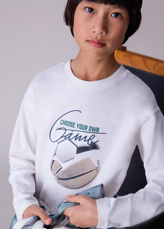 Koszulka długi rękaw photoprint - Śmietanka