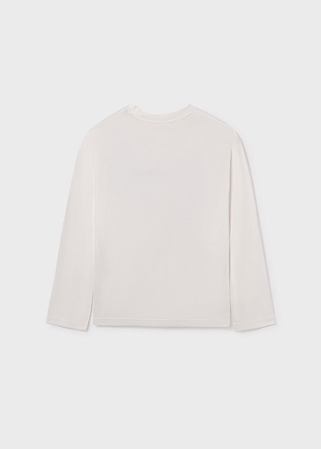 Koszulka długi rękaw photoprint - Śmietanka