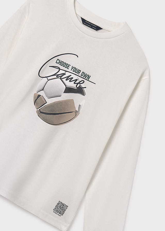 Koszulka długi rękaw photoprint - Śmietanka