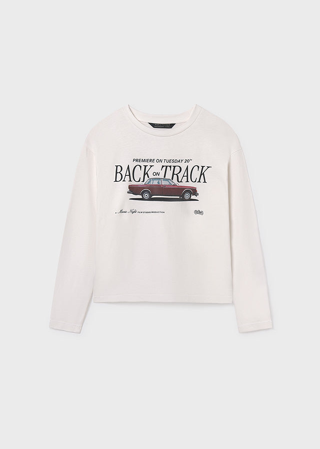 Koszulka długi rękaw z printem HD - Cream-car