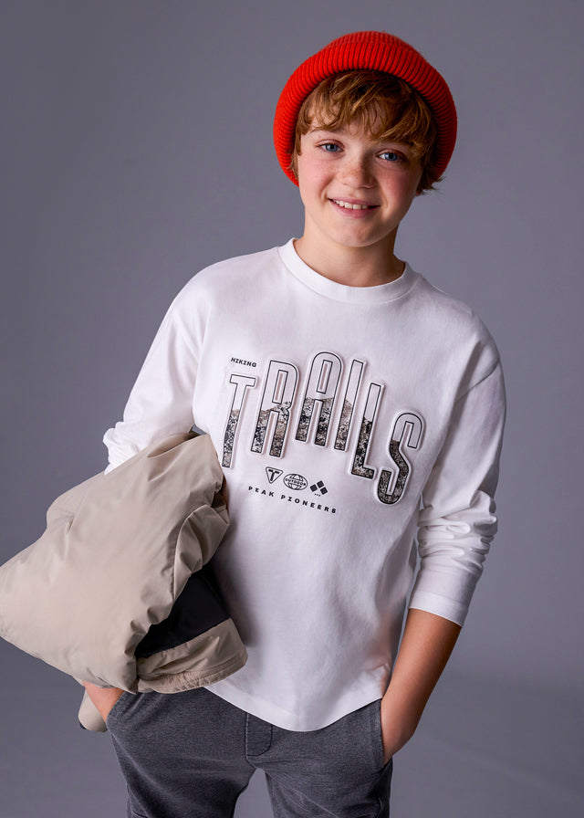 Koszulka długi rękaw "trails" - Śmietanka