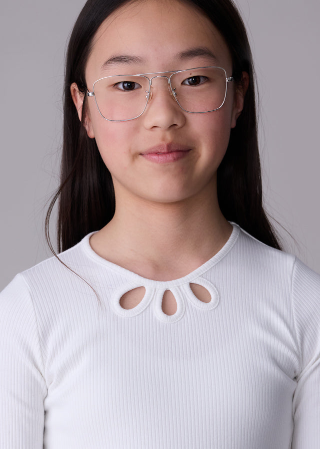 Koszulka długi rękaw cut out - Śmietanka