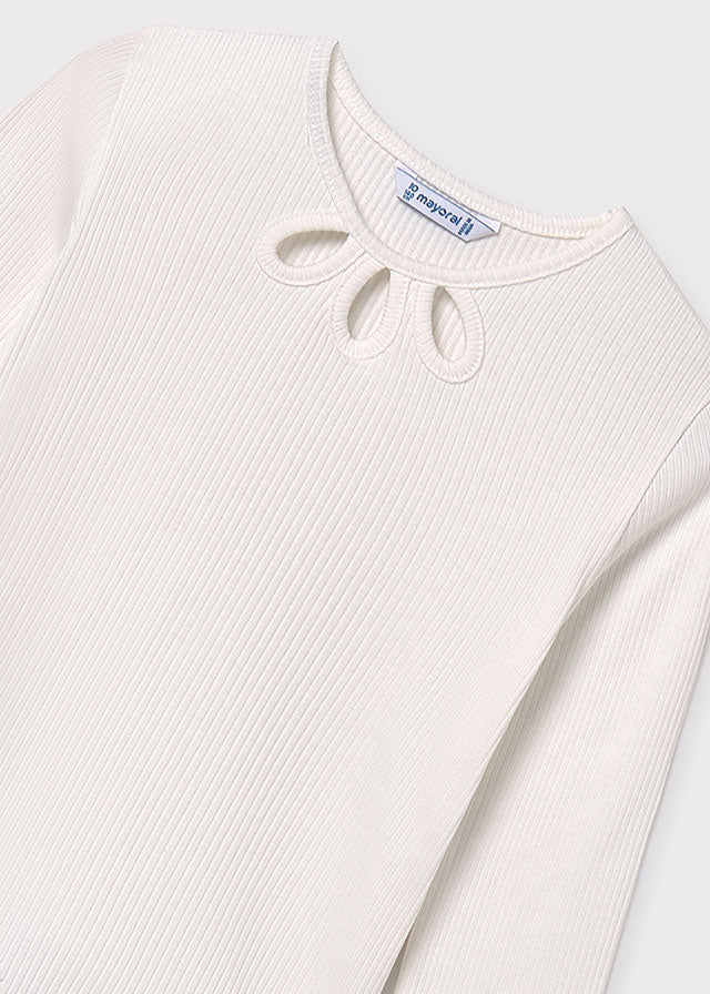 Koszulka długi rękaw cut out - Śmietanka