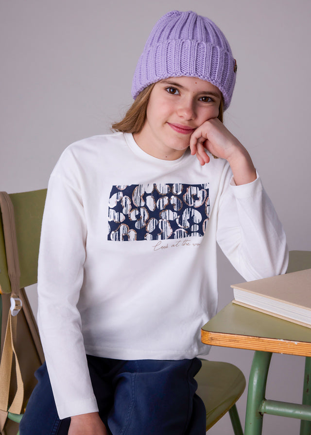 Koszulka długi rękaw grafika - Cream-petr