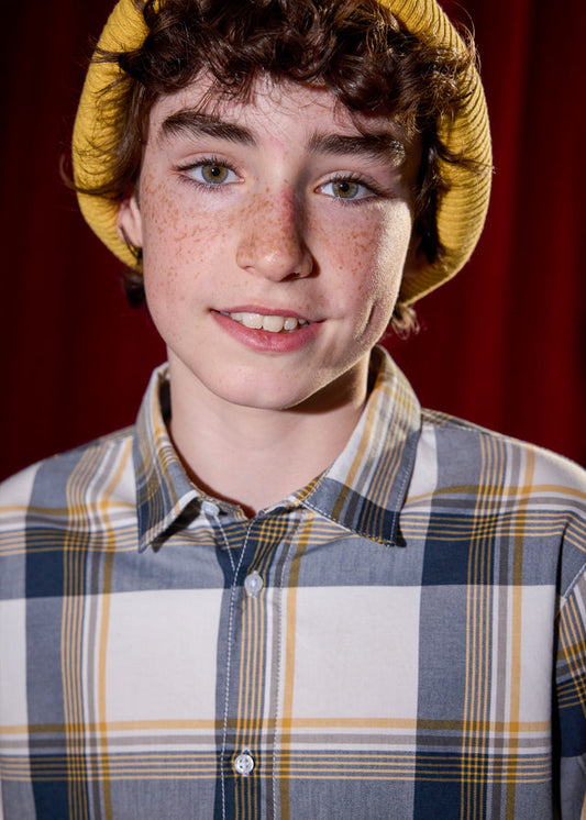 Koszula długi rękaw krata - Granatowy