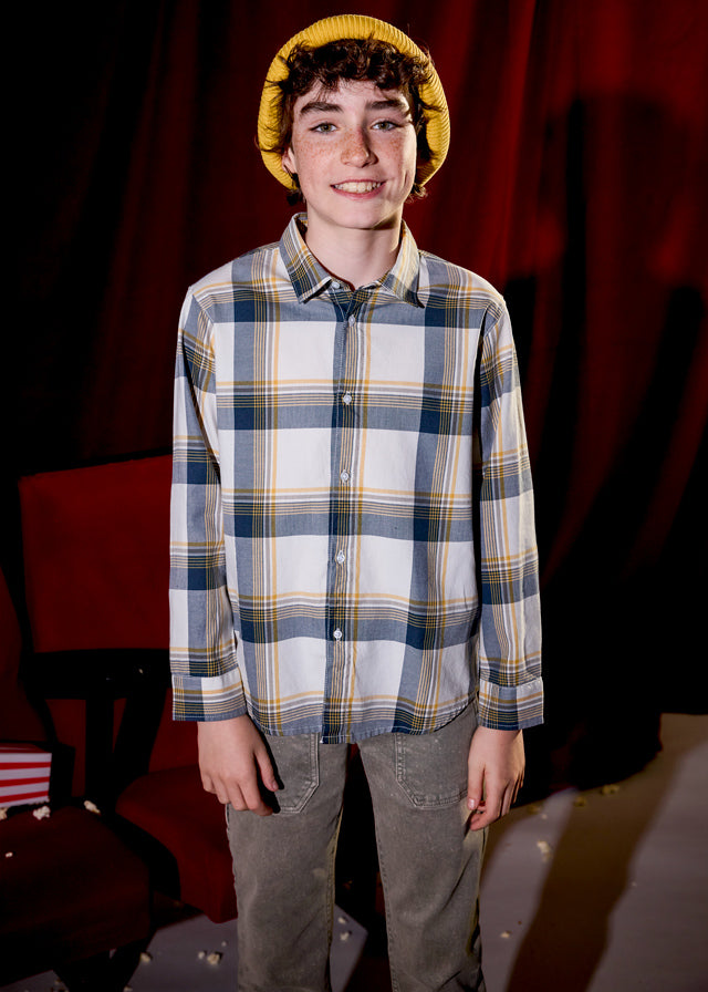 Koszula długi rękaw krata - Granatowy