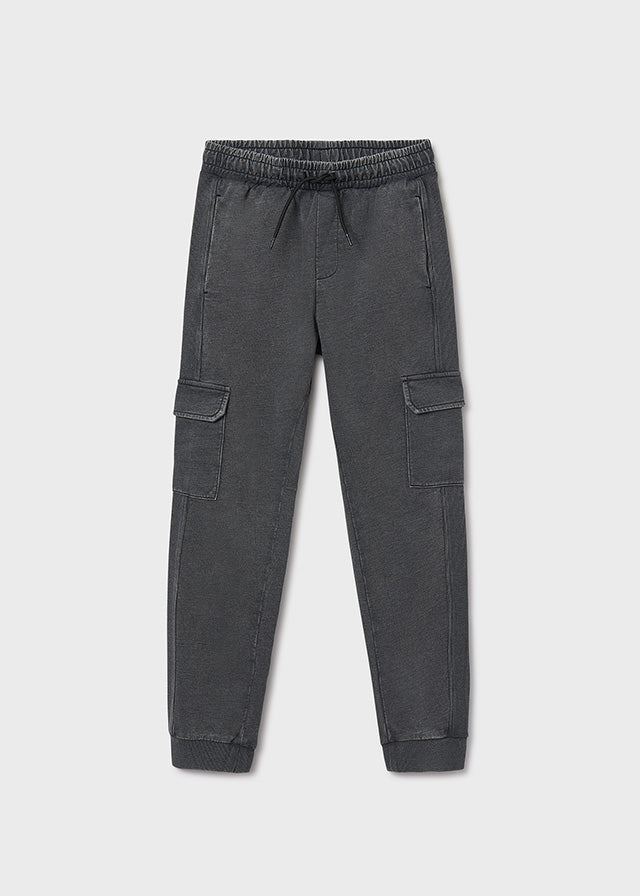 Dzianinowe spodnie cargo - Black